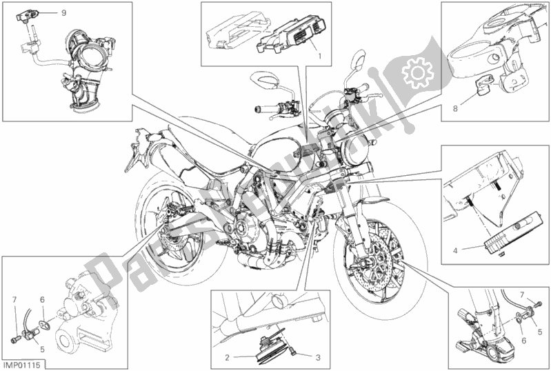 Wszystkie części do 13d - Urz? Dzenia Elektryczne Ducati Scrambler 1100 Special Thailand USA 2019